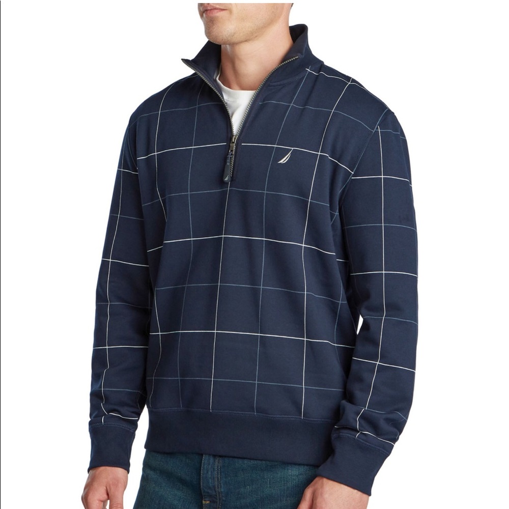 🆕 Nautica - Windowpane Quarter Zip Fleece